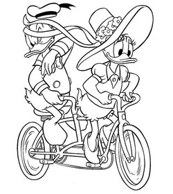 coloriage donald et daisy en vÃ©lo